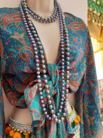 Extra Long -  Long beads-necklace DARK GREY