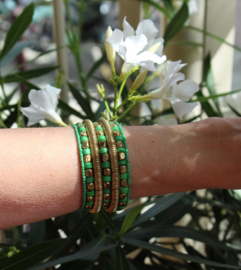 Armband Indian Tribal kraaltjes GROEN GOUD kleurig - one size - bracelet Indian Tribal GREEN GOLD color