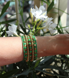 Armband Indian Tribal kraaltjes GROEN GOUD kleurig - one size