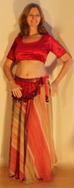 Choli top fluweel ROZEROOD / KERSEN ROOD met  korte mouwen - one size 