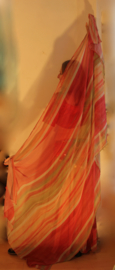 M, L, XL, XXL - 2-piece multicolor chiffon set : 2-layer skirt + rectangle veil "Pastel"
