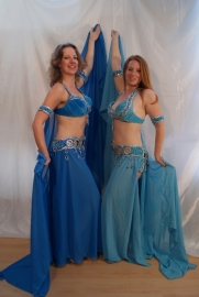 Complete bellydance show costume Snake costume TURQUOISE BLUE SILVER - Costumes "Serpent"