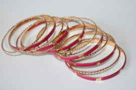 12-delige armbanden set GOUD ROZE - diameter 6,8 cm -  GOLDEN + PINK 12-piece bracelet set, bangles