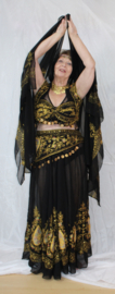 BELLYWOOD - BOLLYWOOD 5-piece Indian Gypsy Costume embroidered BLACK