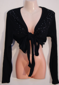 Black cotton stretch wrap and tie top, silver glitter decorated