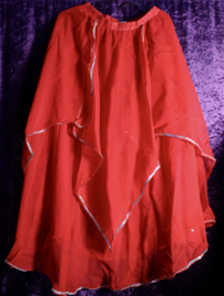Rok orientaals tulpmodel ROOD, ZILVER afgeboord met pailletten - XS, S, M - Skirt oriental tulip RED, SILVER sequin rimmed