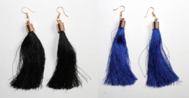 Tassel earrings Boho Ibiza Hippy chick BLACK or BLUE