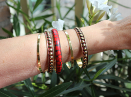 diameter 6,5 cm - 5-piece bracelet set, bangles GOLD RED BLACK