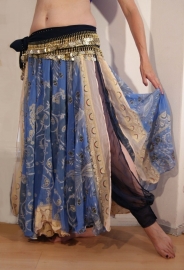 Bollywood 07 : Full circle 2 slit skirt LIGHT BLUE, BEIGE