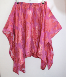 4 punten rokje ROZE chiffon met glinster tekening  - one size fits XS, S, M, L