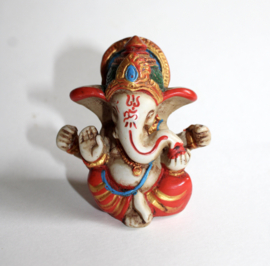Ganesha Hindoe godheid beeldje multicolor IVOOR kleur - 7,5 cm hoog