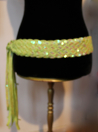 Sequinned braided belt LIGHT GREEN, iridiscent