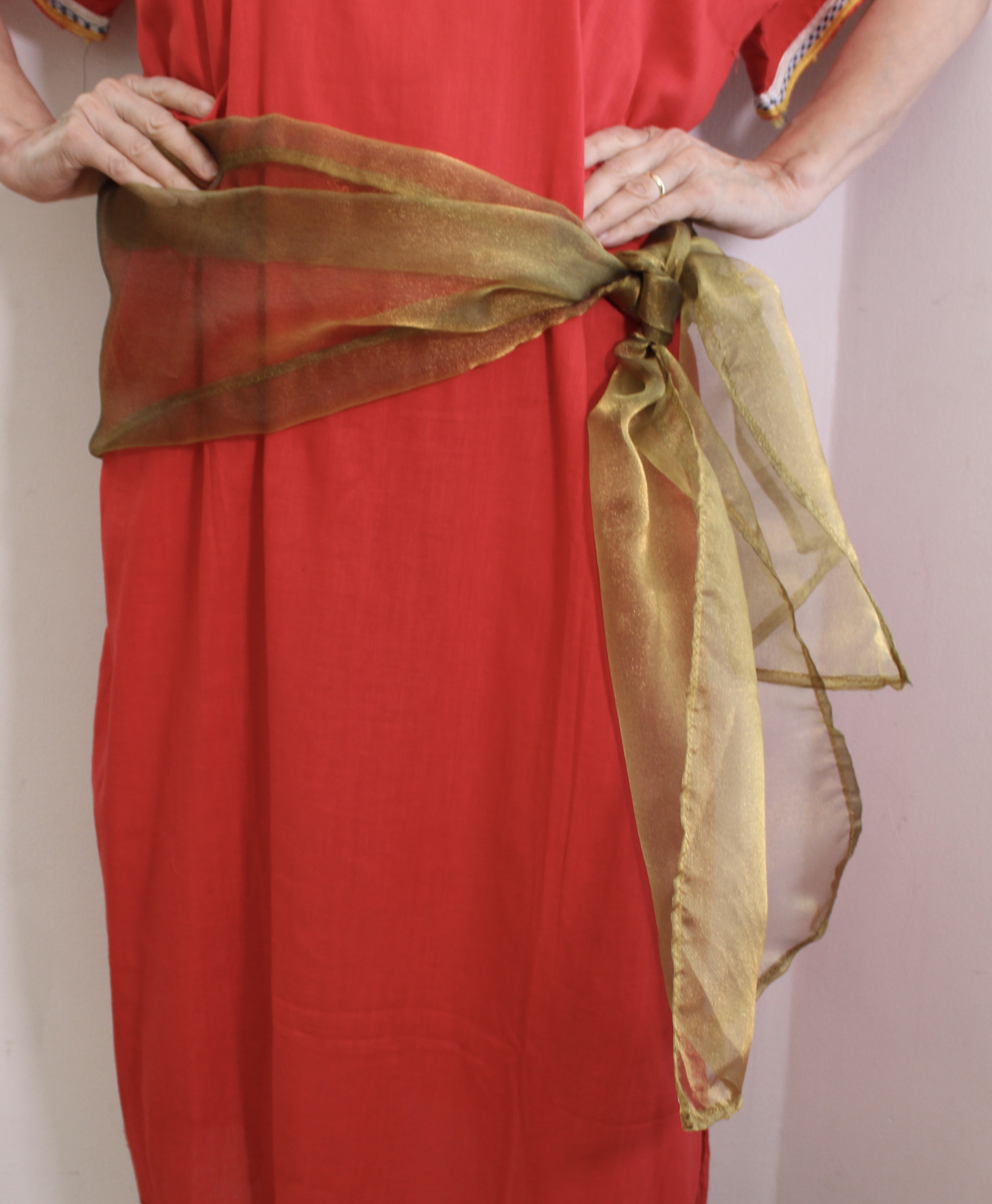 Lange, smalle DONKER GOUDEN organzasjaal sluier hoofdsluier hoofdband heupsjaal