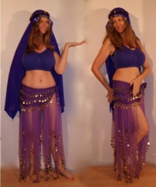 L XL -  5-piece 1001 Night harem costume, shades of PURPLE LILAC GOLD