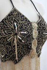 Glitter Harem top BLACK, GOLDEN beads and sequins decorated - one size fits Medium, Small, Extra Small, M, S, XS - sizes 34, 36 up to 38