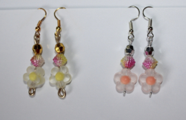 Ladies or girls - Flower earrings YELLOW/GOLD or ORANGE/SILVER