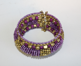 one size - 3D bracelet Indian Tribal PURPLE GOLD