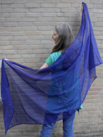 Rectangle, smooth, transparent, BLUE veil for bellydancing - 250 cm x 92 cm