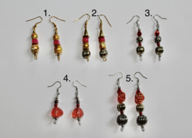 Lightweight decorative beads earrings RED, FUCHSIA, SILVER, GOLD girls / ladies