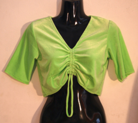 Stretch topje / Sari top korte mouwtjes FLUO GROEN met verstelbare hoogte maat XS / S - Extra Small / Small