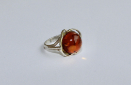 Size 56-58, diameter 17-18 mm - SILVER ring with AMBER stone