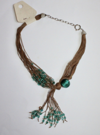 Bohemian hippy chick TURQUOISE BLUE beaded necklace