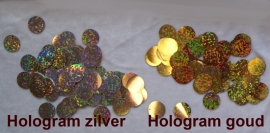 Plastic laser muntjes hologram GOUD of hologram ZILVER - 21 mm diameter - GOLDEN or SILVER plastic laser sequins, coins for decorating your own costume
