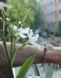 XS S size adaptable - Girls bracelet "Third Eye" Leather Lace bracelet - Bracelet copine lacet pour filles FUCHSIA ROSE, GRIS CLAIR