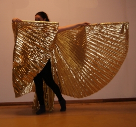 Wings of Isis GOLDEN lamé fabric + sticks - Ailes d'Isis opaques DORÉES