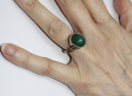 54-55 size - Ring SILVER with green AGATE crystal gemstone -Bague ARGENT pierre AGATHE VERTE
