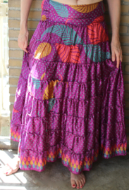 Strokenrok PAARS MULTICOLOR zijde - one size fits S, M, L - Ruffled skirt PURPLE MULTICOLOR silk