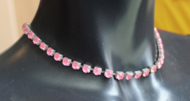 Necklace strass only BRIGHT PINK, inlayed in silver - Collier strass ROSE CLAIR