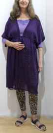 PURPLE, Bohemian, semitransparent, kaftan, tunic, loose summer dress - one size fits M, L, XL, XXL, XXXL