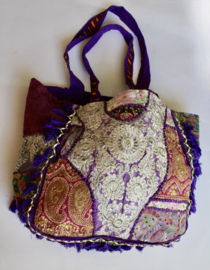 Richely embroidered and flowered Banjari Indian Bohemian Bag PURPLE1 PINK MULTICOLORED GOLD