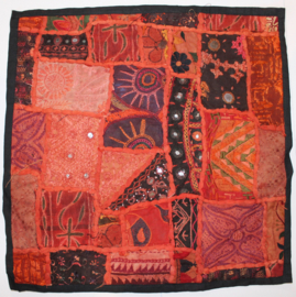 45 cm  nr2- One of a kind Gujarati Indian pillowcase shades of RED ORANGE BROWN PINK EARTH color