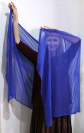 KONINGSBLAUWE Sluier, dupatta, chiffon, rechthoekig transparant - 90-95 cm x 205-210 cm