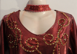 Fully sequinned necklace STONE RED - Collier sequins et perles ROUGE PIERRE