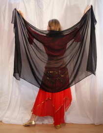 200 cm x 110 cm  - Rectangular veil chiffon BLACK - Voile rectangulaire de danse orientale, chiffon NOIR
