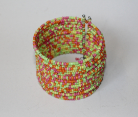 Flexibele Kraaltjes armband Ibiza stijl LICHT GROEN, FUCHSIA, ORANJE