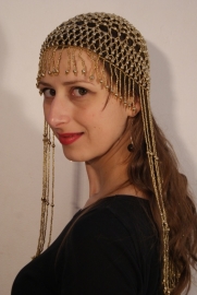 Kralen hoofddeksel kralen mutsje GOUD  Cleopatra - Beaded cap Cleopatra GOLD