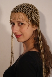 Beaded cap Cleopatra GOLD - Perruque Cléopatre perlée dorée