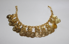 Anklet / Bracelet GOLD colored with one row of coins - 25 cm - Chaine de cheville / Bracelet couleur DORÉE,