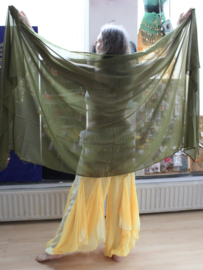 Veil rectangle semi transparent chiffon OLIVE GREEN