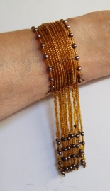 one size - Beaded bracelet GOLD with beaded fringe