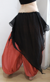 Lightweight, BLACK, semi transparent, asymmetrical organza pointed skirt - one size fits S, M, L, XL