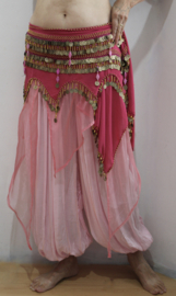 GXXXL FUCHSIA GOLD Bellydance velvet coinbelt - GXXXL FUCHSIA OR ceinture danse orientale