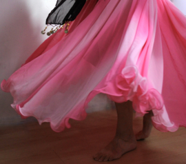 Lagen rok chiffon met 1 split en golvende zoom gradient ombré FLUO ROZE - S, M, L