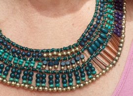 Farao2 necklace: Cleopatra pharaonics. Necklace with blue, green, red and golden beads