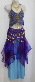 Asymmetrical, transparent, gradient PURPLE and BLUE colors, pointed skirt with elastic waistline - sizes 36/38/40/42, one size fits S, M, L, XL