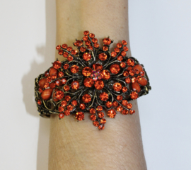 Crystal sparkle glitter scharnier armband "Ster Bloem 1" ORANJE GOUD